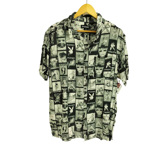 プレイボーイ PLAYBOY レーヨン 総柄 開襟 S/S シャツ メンズ LL