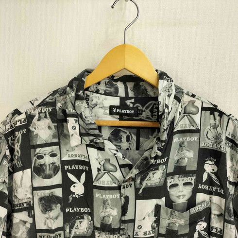 プレイボーイ PLAYBOY レーヨン 総柄 開襟 S/S シャツ メンズ LL