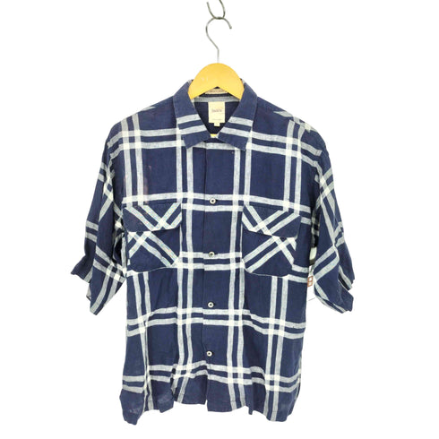 サンカ Sanca リネン チェック柄 半袖シャツ メンズ 2