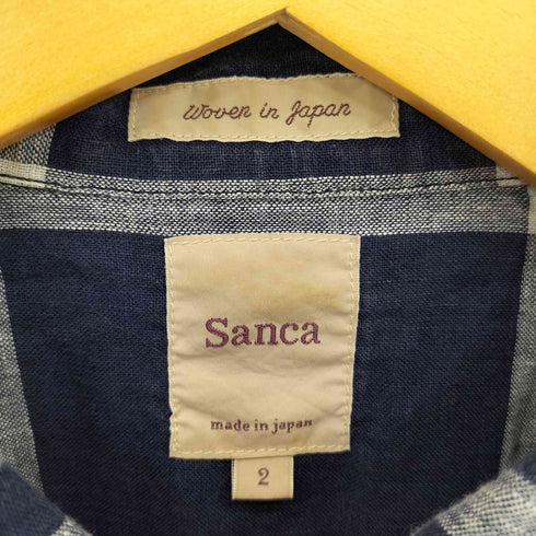サンカ Sanca リネン チェック柄 半袖シャツ メンズ 2