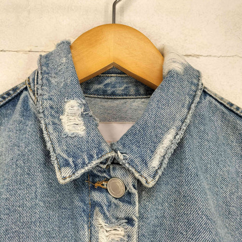 ザラ ZARA ダメージデザイン デニムジャケット レディース import:S