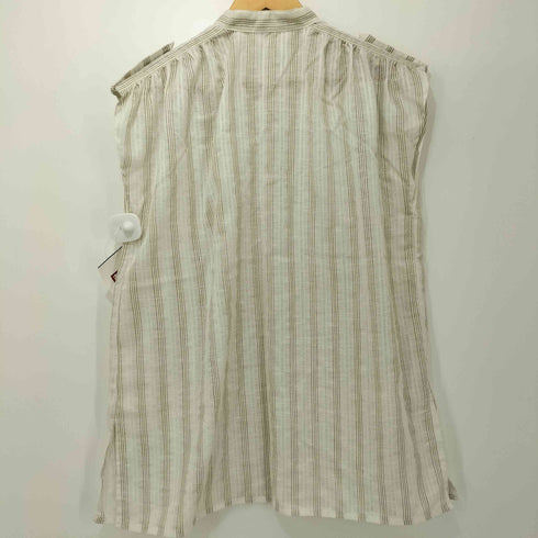 APOLDA 70-80S EURO VINTAGE ドイツ ユーロ ストライプ柄 ノースリーブ エポレット プルオーバー シャツブラウス レディース