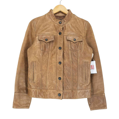 ギャップ Gap 00S バンドカラーレザートラッカージャケット レディース M