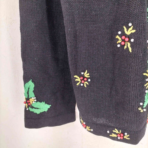 VICTORIA JONES ビーズ 刺繍 デザイン ラミーコットン ニット カーディガン レディース import:M