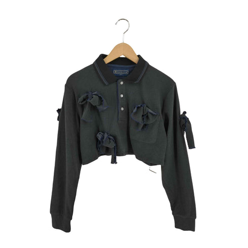 ビバリーヒルズポロクラブ BEVERLY HILLS POLO CLUB リボンデザイン クロップド ポロシャツ レディース import:M