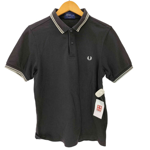 フレッドペリー FRED PERRY SLIM FIT ロゴ刺繍 リブライン S/S ポロ シャツ メンズ JPN:M