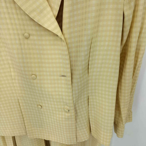 バーバリーズ BURBERRYS ギンガムチェック ダブルブレスト プリーツスカート スーツセットアップ レディース