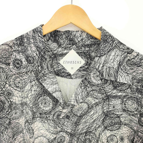ETHOSENS Printed SS shirt A シルク混 総柄 プリント オープンカラー半袖シャツ メンズ 2