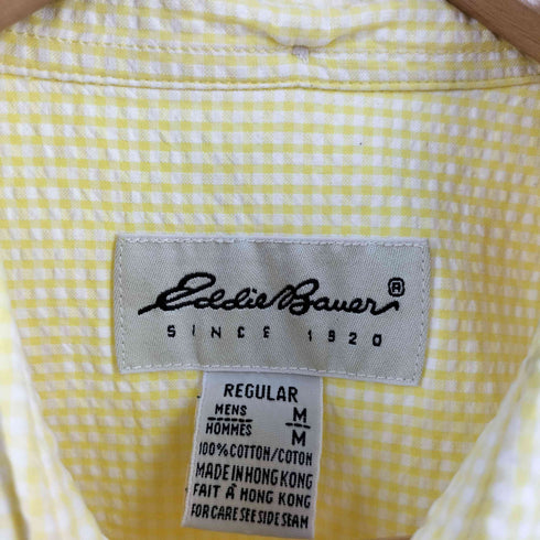 エディーバウアー Eddie Bauer チェック コットン シアサッカー ボタンダウンシャツ メンズ import:M