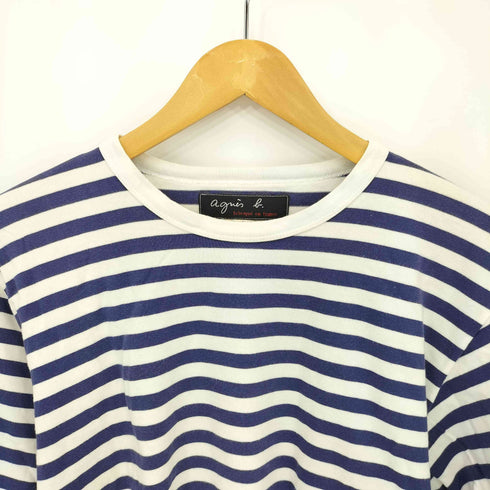 アニエスベー agnes b. 90s fabric of france フランス製 クルーネック ボーダー柄 クルーネック長袖Tシャツ カットソー メンズ 2