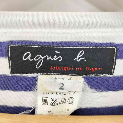 アニエスベー agnes b. 90s fabric of france フランス製 クルーネック ボーダー柄 クルーネック長袖Tシャツ カットソー メンズ 2