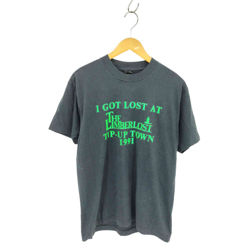 スクリーンスターズ SCREEN STARS 90s USA製 袖裾シングル I GOT LOST AT THE LIMBERLOST グラフィックプリント クルーネック半袖Tシャツ カットソー メンズ L