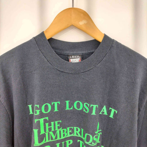 スクリーンスターズ SCREEN STARS 90s USA製 袖裾シングル I GOT LOST AT THE LIMBERLOST グラフィックプリント クルーネック半袖Tシャツ カットソー メンズ L