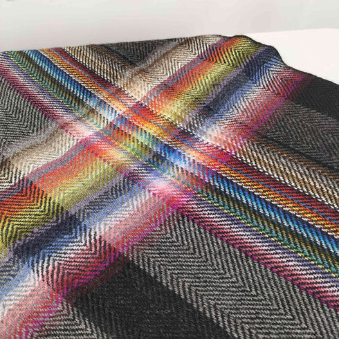 ザイノウエブラザーズ THE INOUE BROTHERS アルパカウール マドラスチェック フリンジマフラー メンズ