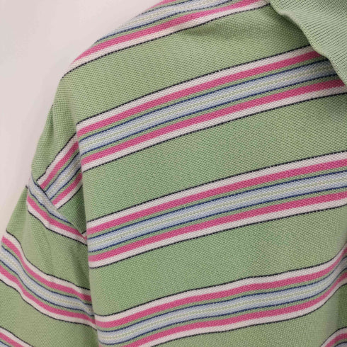 ポロバイラルフローレン Polo by RALPH LAUREN ポニー 刺繍 マルチ ボーダー 鹿の子 ポロシャツ メンズ import:L