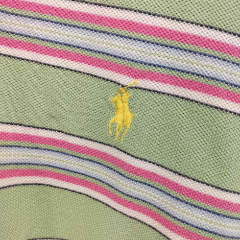 ポロバイラルフローレン Polo by RALPH LAUREN ポニー 刺繍 マルチ ボーダー 鹿の子 ポロシャツ メンズ import:L