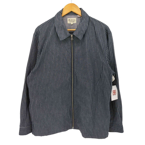 MACBATROS 日本製 ストライプ ジップアップ ワーク ジャケット メンズ JPN:L