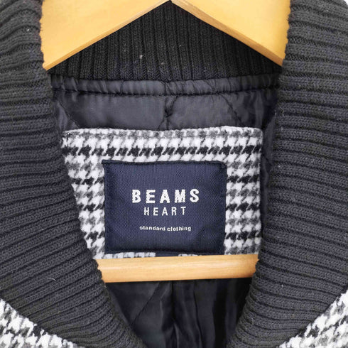 ビームスハート BEAMS HEART 裏地キルティング 袖フェイクレザー 切替 スタジャン メンズ JPN:L