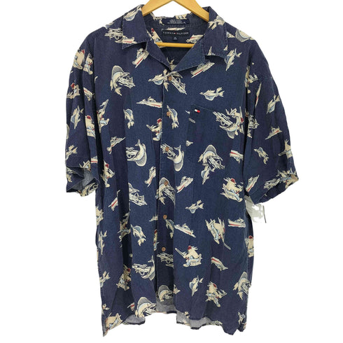 トミーヒルフィガー TOMMY HILFIGER カジキ レーヨン S/S シャツ メンズ import:XL