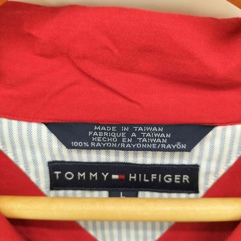 トミーヒルフィガー TOMMY HILFIGER ボーダーパターン レーヨン アロハシャツ メンズ import:L