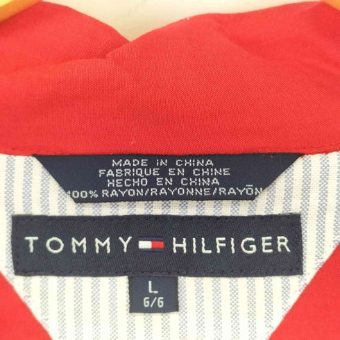 トミーヒルフィガー TOMMY HILFIGER ボーダーパターン レーヨン アロハシャツ メンズ import:L