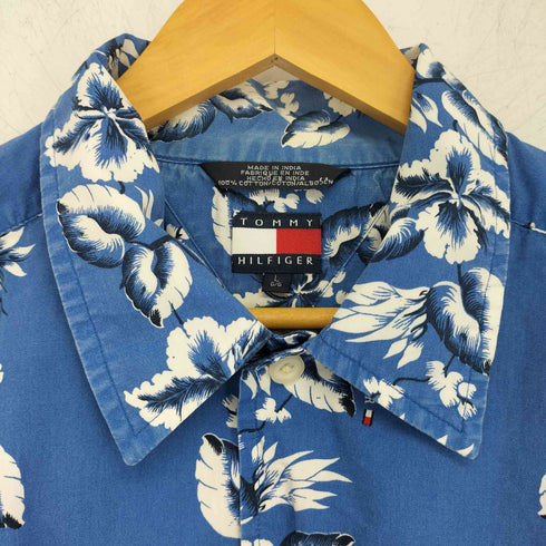 トミーヒルフィガー TOMMY HILFIGER ボーダーパターン アロハシャツ メンズ import:L