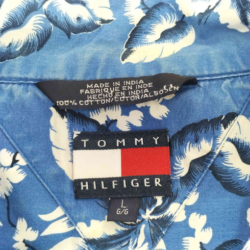 トミーヒルフィガー TOMMY HILFIGER ボーダーパターン アロハシャツ メンズ import:L