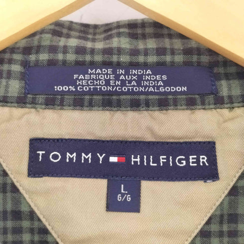 トミーヒルフィガー TOMMY HILFIGER 刺繍 チェック オープンカラー S/S シャツ メンズ import:L