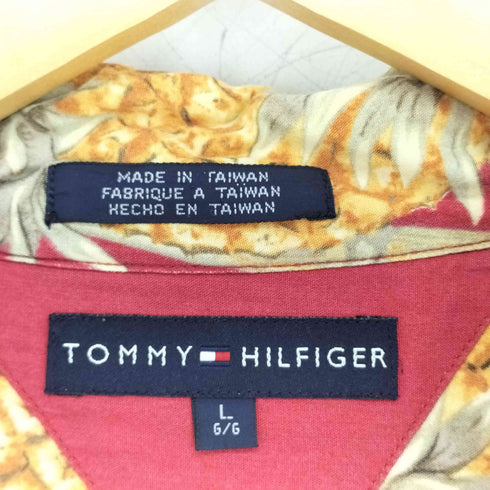 トミーヒルフィガー TOMMY HILFIGER ボーダーパターン レーヨン アロハシャツ メンズ import:L