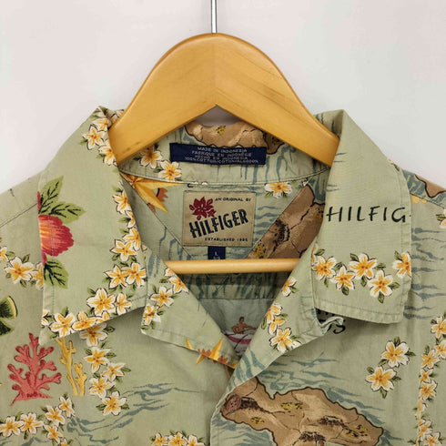 ヒルフィガー HILFIGER リゾート柄 オープンカラーアロハシャツ メンズ import:L