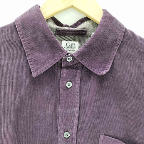 シーピーカンパニー C.P.COMPANY 00S イタリア製 ガーメントダイ 裏地チェック 細畝 L/S コーデュロイ シャツ ラウンドカット メンズ 4