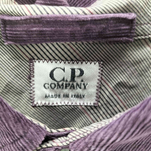 シーピーカンパニー C.P.COMPANY 00S イタリア製 ガーメントダイ 裏地チェック 細畝 L/S コーデュロイ シャツ ラウンドカット メンズ 4