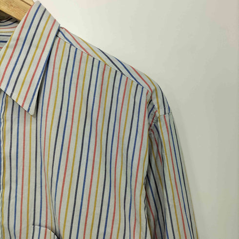 ミッソーニ ウオモ MISSONI UOMO イタリア製 ロゴ刺繍 マルチストライプ L/S シャツ メンズ 37/14 1/2
