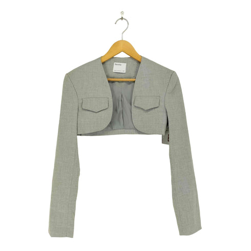 ベルシュカ BERSHKA ショート丈 ノーカラージャケット レディース import:XS