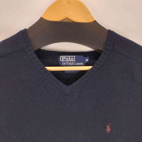 ポロバイラルフローレン Polo by RALPH LAUREN 90S ポニー刺繍Vネックウールニット メンズ LL
