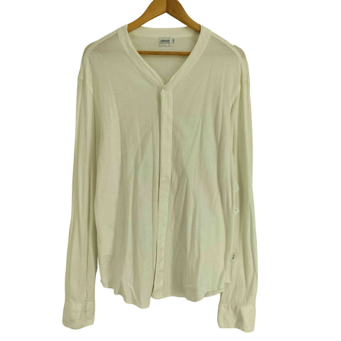 アルマーニコレツィオーニ ARMANI COLLEZIONI 比翼ボタン L/S ノーカラーシャツ メンズ import:L