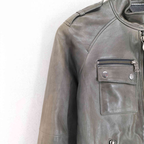 バナナリパブリック BANANA REPUBLIC ミリタリーディティール レザージップブルゾン レディース S