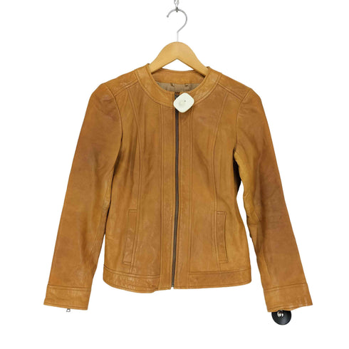 バナナリパブリック BANANA REPUBLIC ノーカラーレザージップブルゾン レディース XS