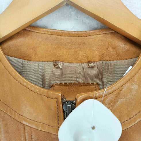 バナナリパブリック BANANA REPUBLIC ノーカラーレザージップブルゾン レディース XS