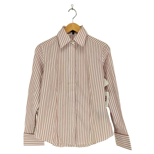 バーバリーロンドン BURBERRY LONDON MADE IN ITALY カフスボタン 比翼ストライプシャツ レディース S