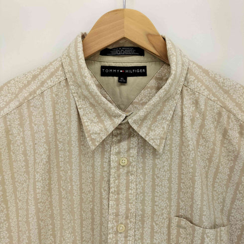 トミーヒルフィガー TOMMY HILFIGER ボーダーパターン レギュラーカラーシャツ S/S メンズ import:XL