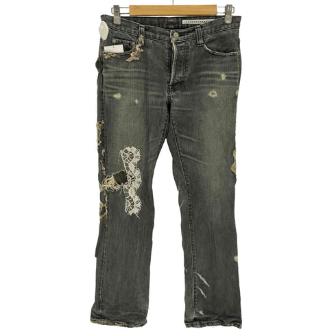 アイエススナオクワハラ I.S. sunao kuwahara レースダメージ加工 デニムパンツ メンズ L