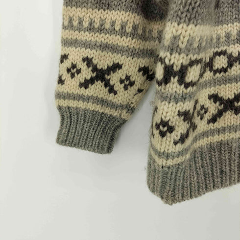 COLONIST 総柄 カウチン ニット ジャケット PURE WOOL メンズ import:M