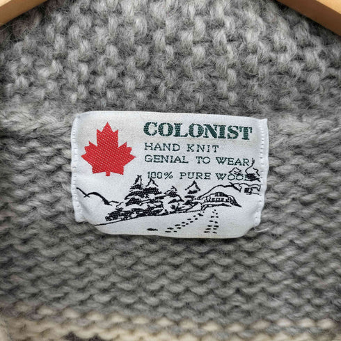 COLONIST 総柄 カウチン ニット ジャケット PURE WOOL メンズ import:M