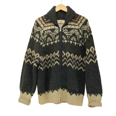 ジム gim 総柄 ジップアップ カウチン ニット ジャケット メンズ import:L