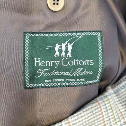 ヘンリーコットンズ Henry Cottons チェック ウール 2B テーラードジャケット メンズ 46