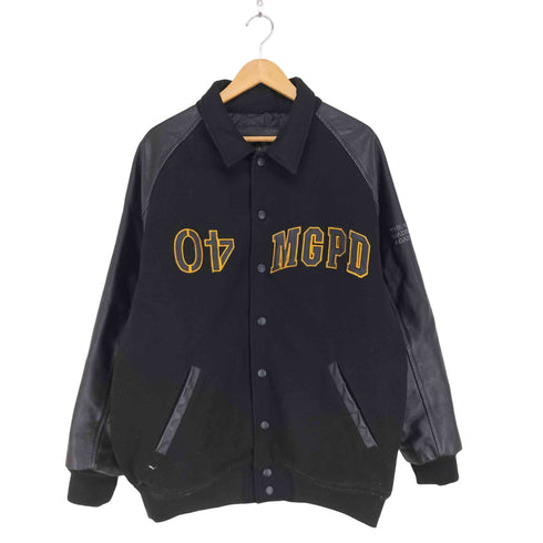 MSGR 袖レザー刺繍ウールメルトンスタジャン street メンズ XL