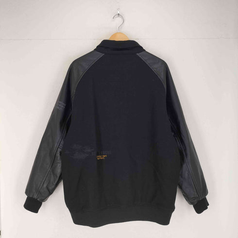 MSGR 袖レザー刺繍ウールメルトンスタジャン street メンズ XL