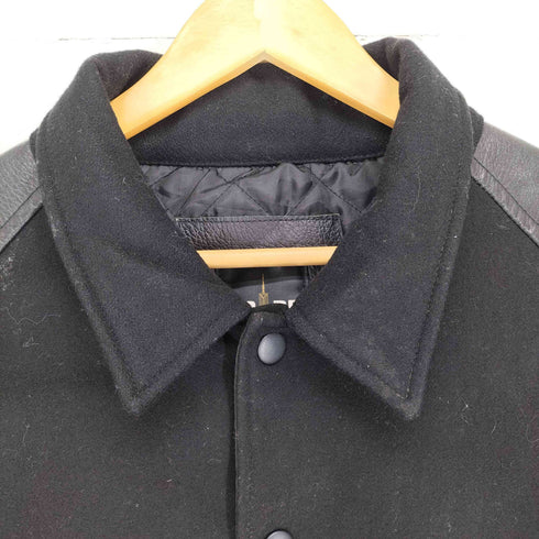MSGR 袖レザー刺繍ウールメルトンスタジャン street メンズ XL