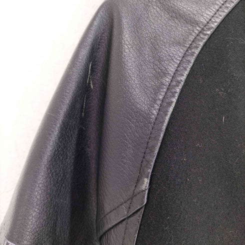 MSGR 袖レザー刺繍ウールメルトンスタジャン street メンズ XL